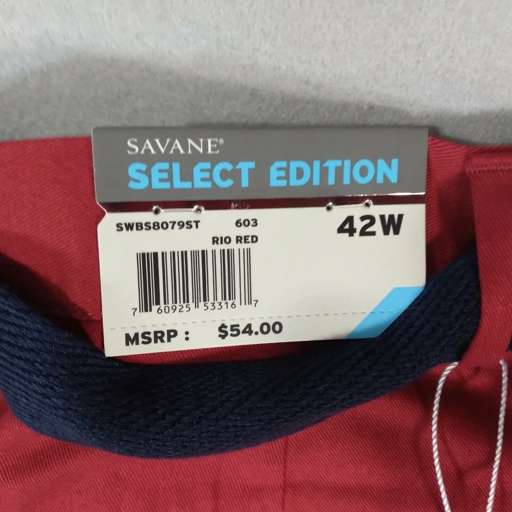 Savane shorts men's‎ 42 x 8 red cotton with belt outdoor retro NEW